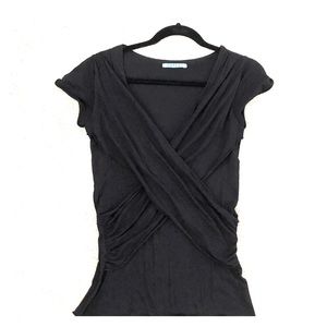 Velvet by Mark & Graham black wrap top.